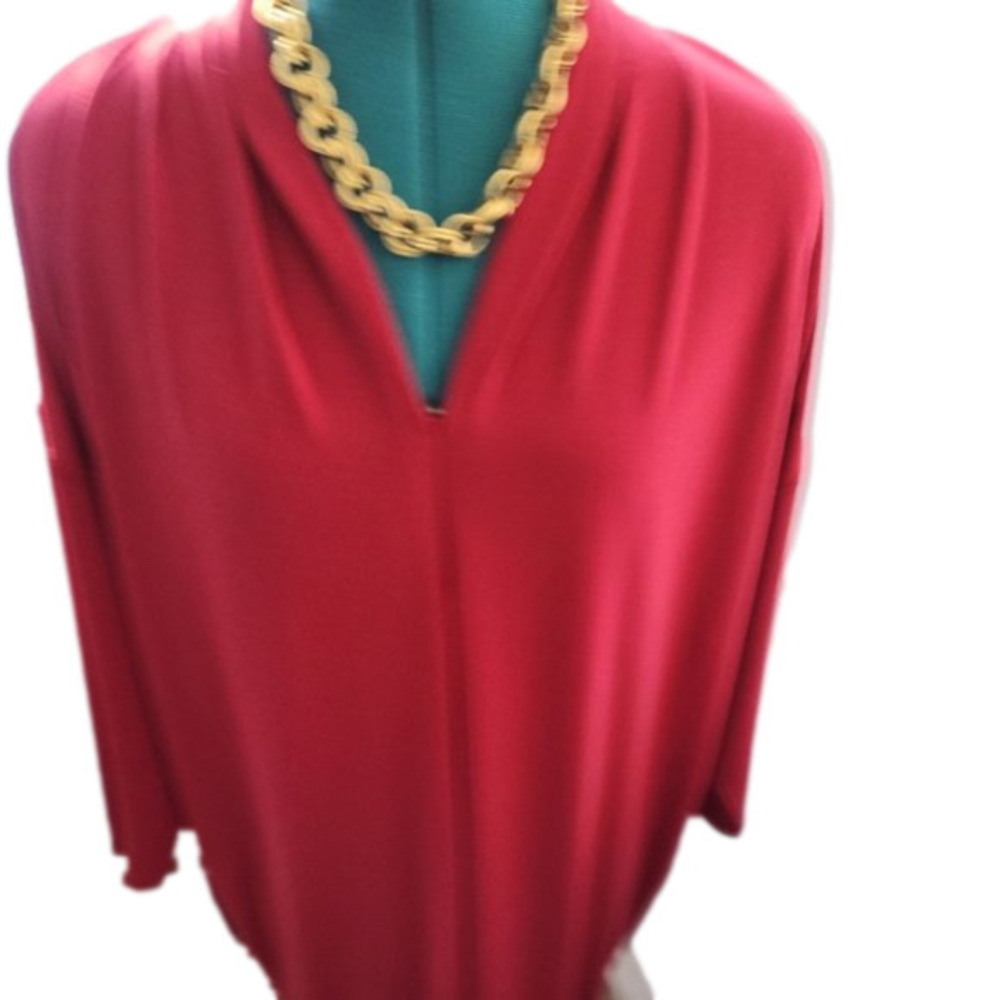 P112. Chico's  Burgundy Red Travellers 3/4 Sleeve Dress | XL